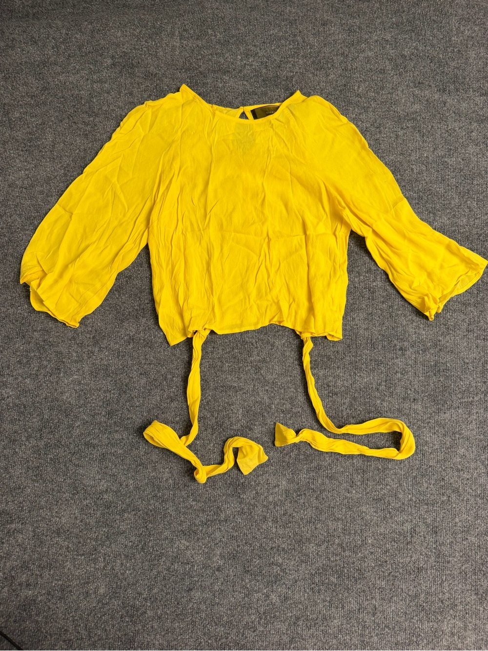 Women's Yellow Tie-Front Cropped Top